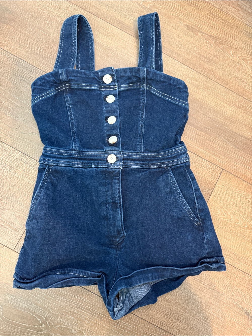 Anthropologie Dark Blue Denim Romper